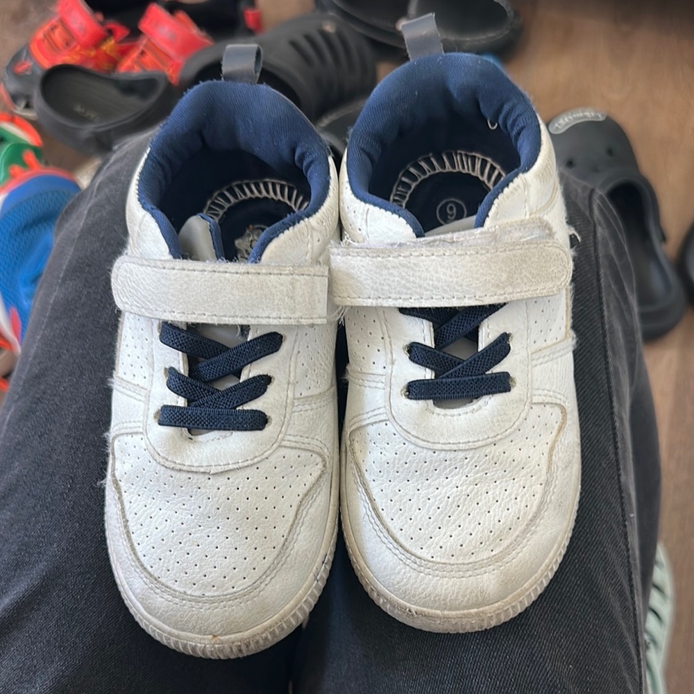 Kids White and Blue Sneakers